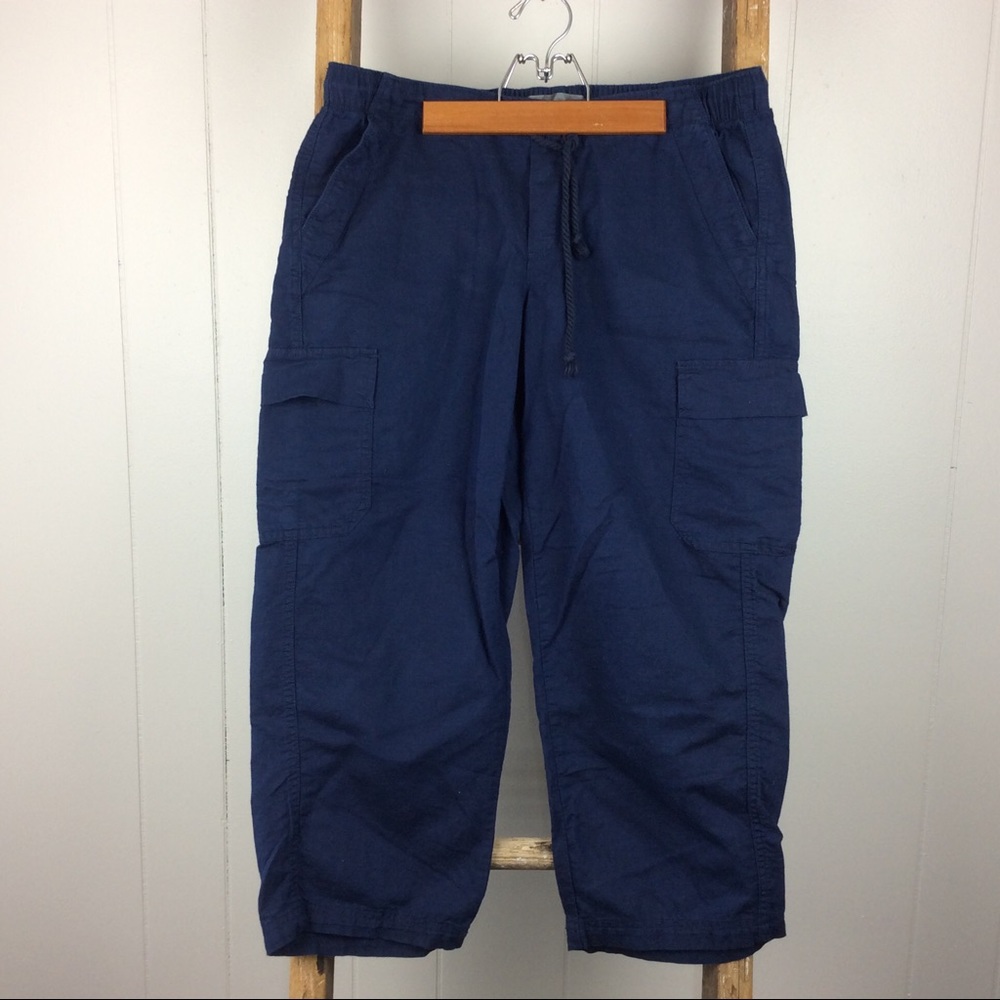 Eddie Bauer Linen Cotton Capri Cargo Pants
